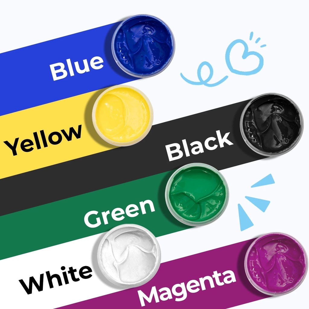 Acrylic Screen Printing Ink Set – Basic Colours (6 × 100 ml) 3