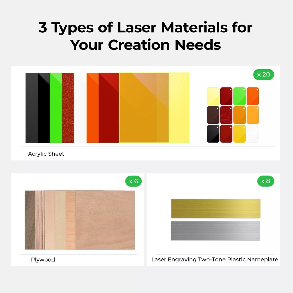 xTool S1 Laser Material Kit (34 pcs) 6