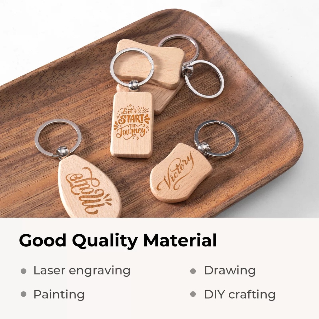Rounded Rectangle Wooden Keychains (10 pcs) 2