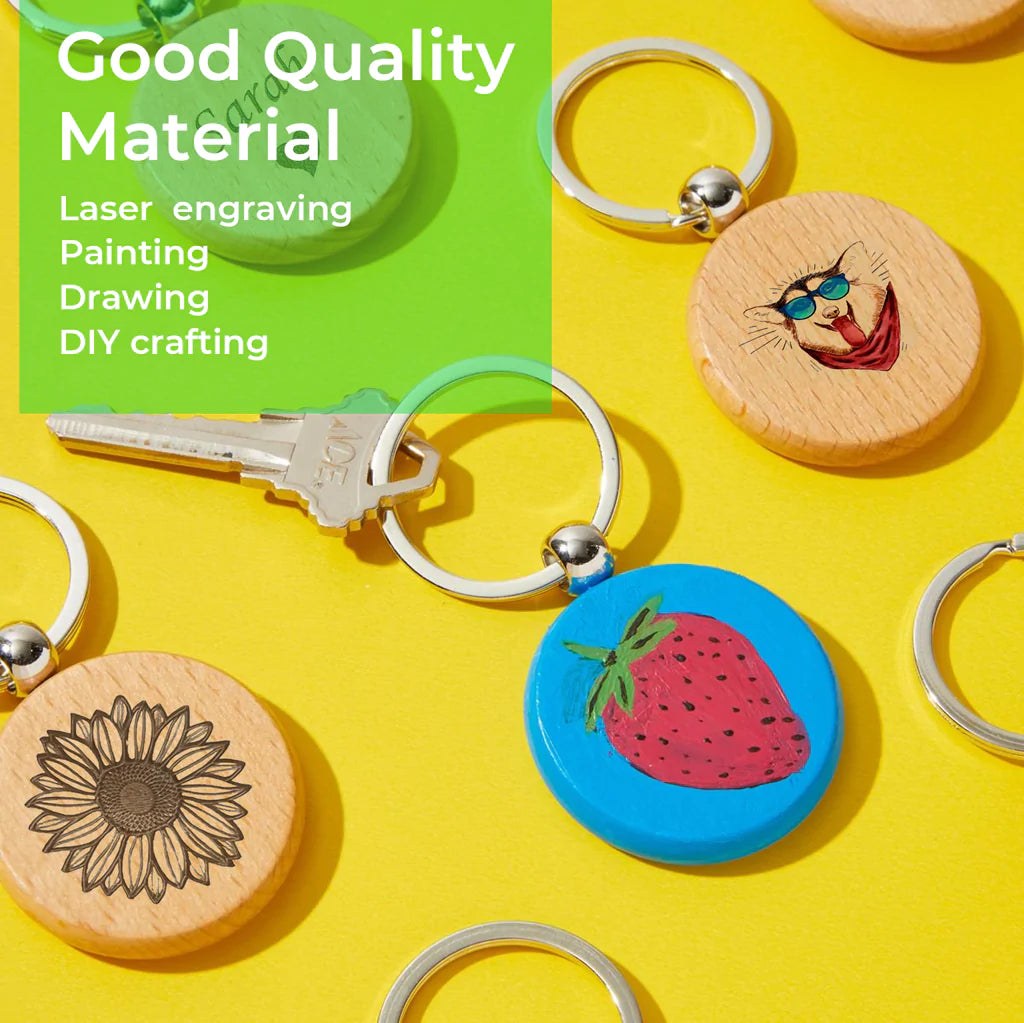 Mixed Shape Wooden Keychains (10 pcs) 5
