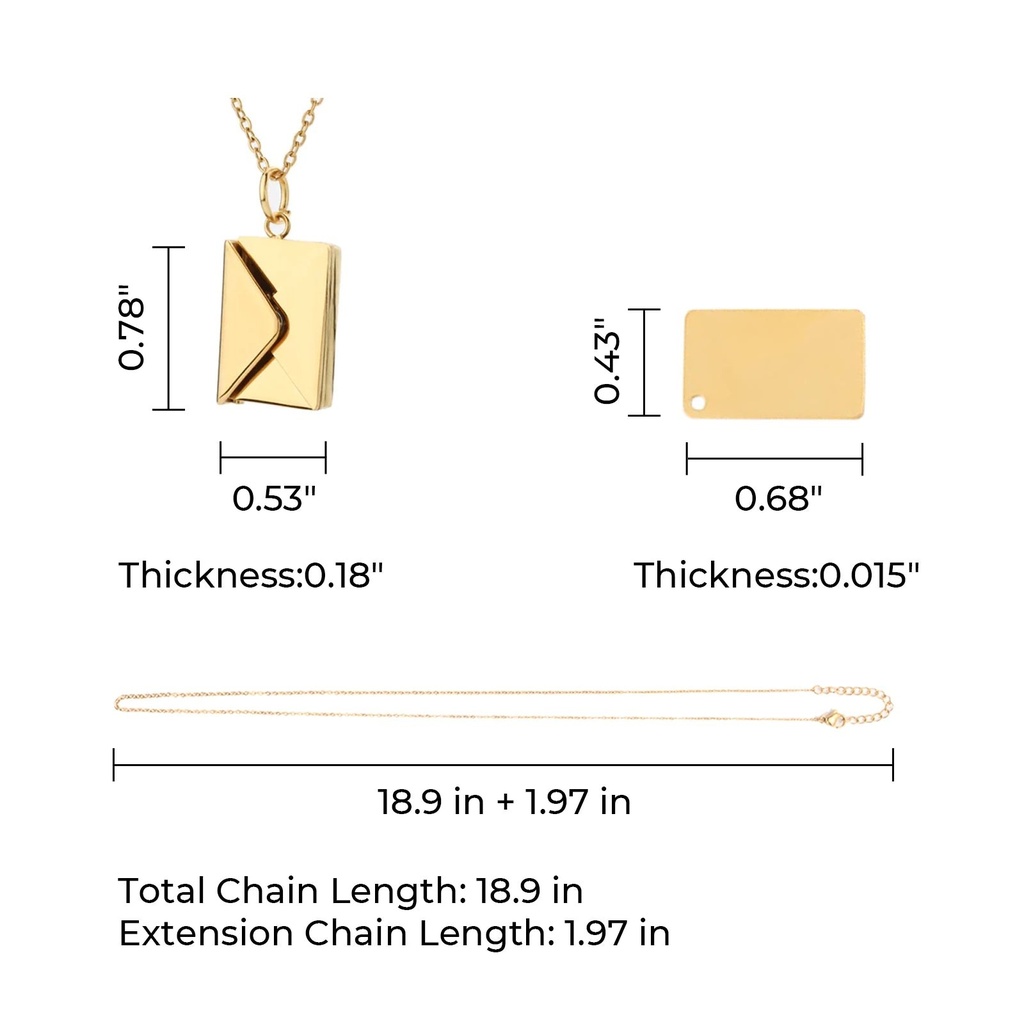 Stainless Steel Envelope Necklaces, Mixed Colours (3 pcs) 3