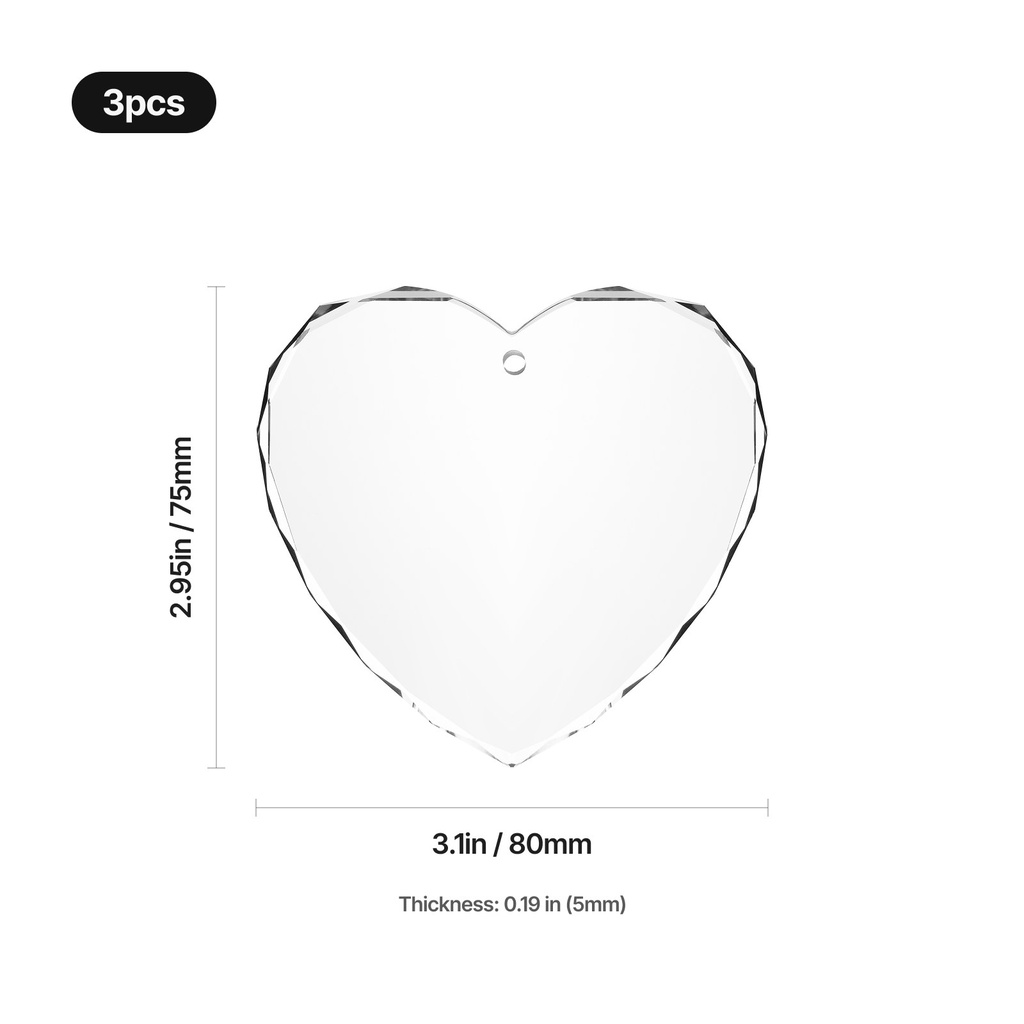 K5 Crystal Faceted Heart Ornaments 80 mm (3 pcs) 3