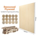 AlgoLaser Basswood Plywood 300 × 300 × 3 mm (10 pcs)