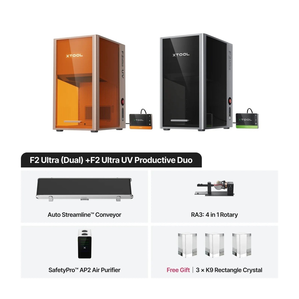 [P1010154-P0101000393-P3010010-P5010454-P5010390] xTool F2 Ultra Dual + F2 Ultra UV Business Duo