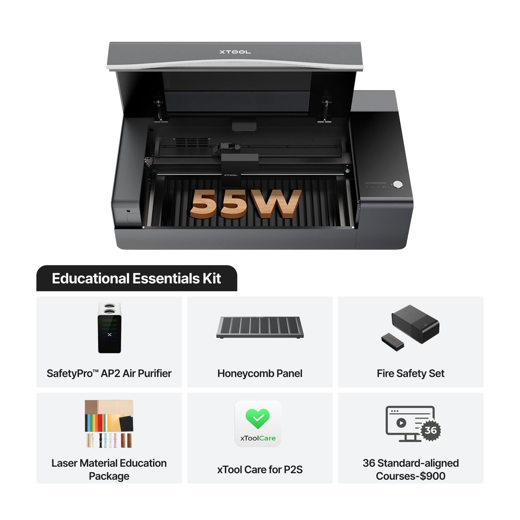 [P1030630-P5010390-P5010336-P5010367-P5010300] xTool P2S Educational Essentials Kit (Class 1)